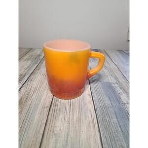 Vintage Fire King Anchor Hocking Stackable ORANGE Glass Coffee Mug